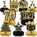 9 Pcs 70th Birthday Decoration for Men Women Happy 70th Birthday Honeycomb Centerpieces 70th Birthday Table Decorations Black and Gold Cheers to 70 Years Decor Birthday Party Favors
