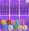 Homiest 6 Pack Purple Tinsel Backdrop, 3.3x6.6 FT Metallic Tinsel Foil Fringe Curtains Party Decorations, Birthday Door Streamers for Baby Shower Wedding, Photo Booth Props Background Wall Decor