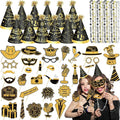 56 PCS New Year’s Eve Party Supplies 2026 Including Happy New Year Hats, Necklaces and New Year Photo Booth Props for New Year's Eve Party Favors (Photo Booth Props)