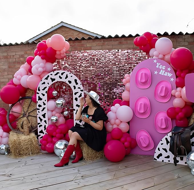 Cowgirl Balloon Arch Kit Cow Print Balloons Hot Pink Light Pink Pearl Sand White Party Balloon Garland for Last Rodeo Bachelorette Decorations Western Lets Go Girls Baby Shower Birthday Decor