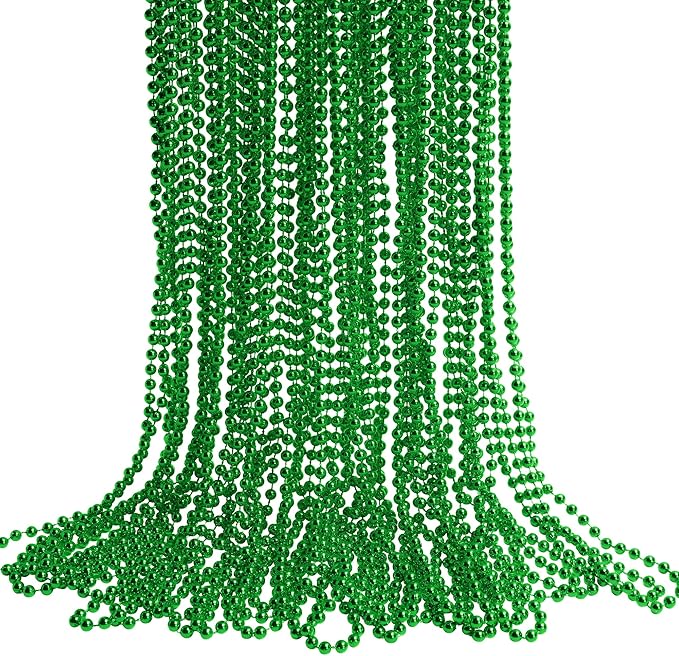 30 Pack Mardi Gras Beads Necklaces Bulk,Mardi Gras St Patricks Day Accessories Green Beads Necklace Party Favors,St Patricks Day Necklaces Party Supplies Mardi Gras Decor for Party,School Event,Home