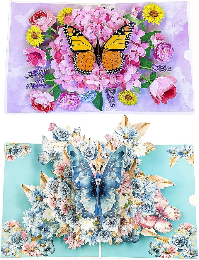 Butterflies in Nature Pop Up Card - 3D Butterfly Card for Wife, Husband, Girlfriend, Mom, Dad, Mother, Father