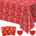 3 Pcs Valentines Tablecloth-Heart Love Valentine's Table Cover, Disposable Plastic Rectangle Heart Table Cloth for Valentine's Day, Wedding, Engagement Anniversary, Birthday Party, 54x108 inch