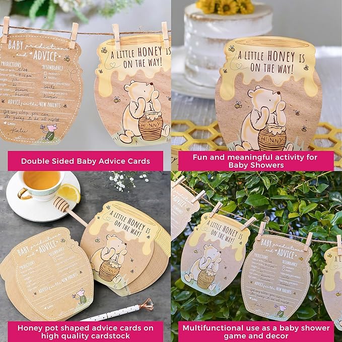 Kate Aspen Classic Winnie Baby Shower Advice and Wishes Cards - Baby Prediction Cards for Shower Guests - Baby Shower Game and Table Decorations - Set of 50 for Parents to Be Keepsake