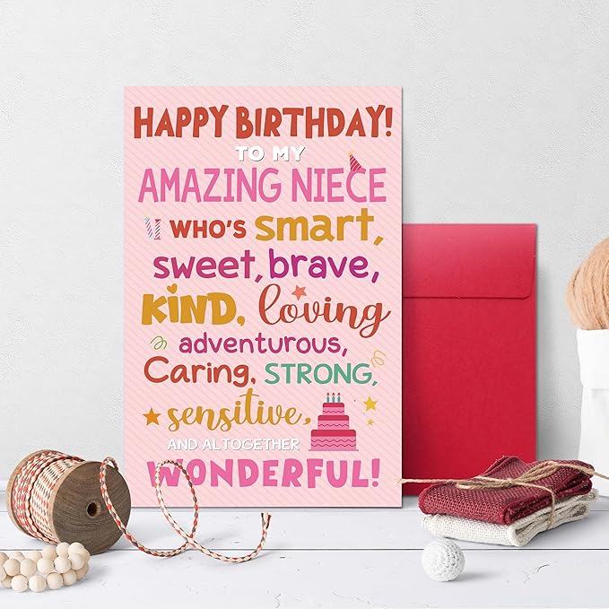 Niece Birthday Card, Funny Birthday Card Gifts for Her from Aunt and Uncle, Heartwarming Greeting to A Wonderful Niece