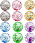 12 Pack Inflatable Beach Balls Bulk - 16" Glitter Pool Toys Balls for Summer Beach Pool Party, Swimming Pool Game Water Beach Toys Party Favor Summer Luau Decoration Essential Blow Up Beach Ball
