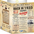 93rd Birthday Card for Women Men - Back In 1933 Newspaper - 93 rd Happy BIRTHDAY card - 93rd birthday gift for Her Him - JUMBO size - 93 rd birthday decorations Dad Mom - Best gifts for 93 year old