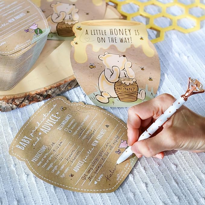 Kate Aspen Classic Winnie Baby Shower Advice and Wishes Cards - Baby Prediction Cards for Shower Guests - Baby Shower Game and Table Decorations - Set of 50 for Parents to Be Keepsake