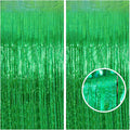 Green Tinsel Curtain Backdrop for St Patricks Day Decorations – Melsan 2 Pack 3.2 ft x 8 ft Metallic Foil Fringe Curtains for Irish Party, Jungle Birthday, Photo Booth Backdrop