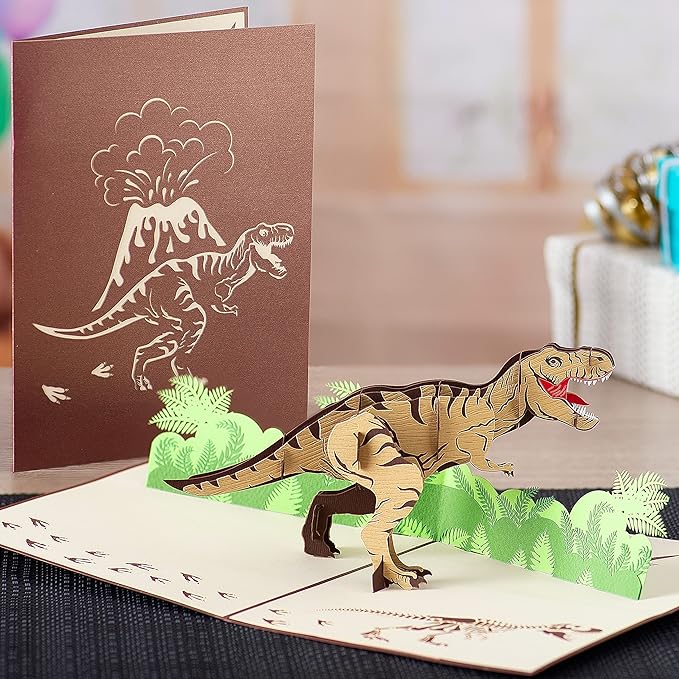 T Rex Dinosaur Birthday Card by Devine Popup Cards | 3D Cards Pop Up Birthday Cards Kids Dad Husband | Pop Up Greeting Cards | Funny 3D Card | Father Boy Son