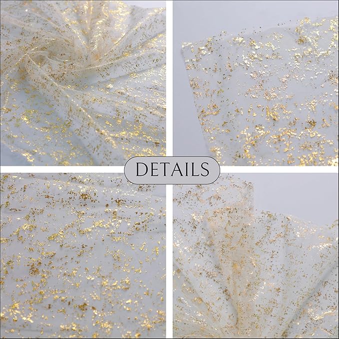 Snowkingdom 3Pcs 10Ft Gold Table Runners, Sheer Gauze Chiffon Cheesecloth Glitter Golden Metallic Foil, Gold Decorations for Home Party Wedding Birthday Anniversary Fall Thanksgiving Christmas Holiday