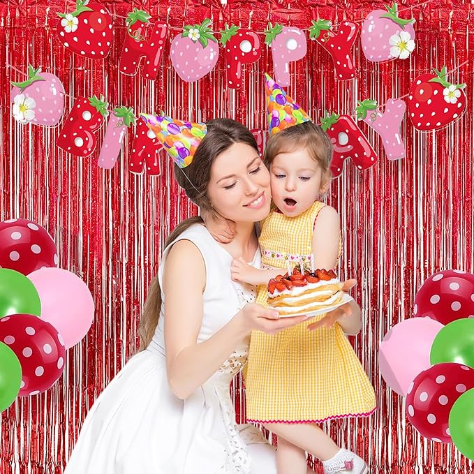 BRAVESHINE Red Tinsel Foil Fringe Curtains - 2Pcs 3.2x8.2ft Holidays Photo Booth Party Backdrop for Valentines/Bachelorette/Anniversary/Engagement/Christmas/Girl/Birthday/Bridal/New Years Decorations