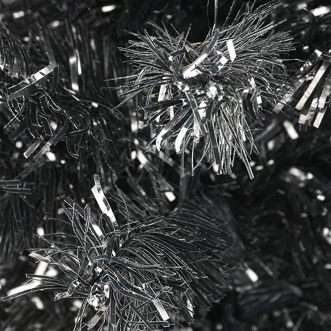 National Tree Company Tinsel Tree, Black, Halloween Collection, 24 in