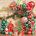 Christmas Balloon Garland Kit, 108PCS Retro Dark Green Red Gold Balloons Arch with 4D Balloons, Xmas Candy Cane Gingerbread Windmill Foil Balloons for Christmas New Year Winter Party Decorations