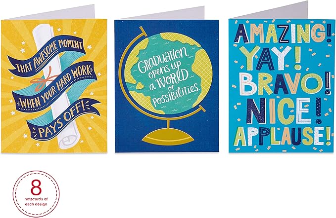 American Greetings Blank Graduation and Congratulations Card Pack, Bright and Trendy (48-Count)