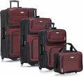 Travel Select Amsterdam Softside Expandable Luggage with Rolling Wheels, Red, 4-Piece Set (15/21/25/29)