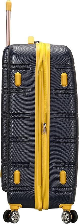 Rockland Melbourne Hardside Expandable Spinner Wheel Luggage, Checked Large 28", Navy