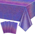 4Pcs Purple Holographic Tablecloths Rectangular Purple Iridescent Tablecloth Shimmer Metallic Table Covers for Butterfly Mermaid Party Birthday Wedding Christmas Holiday Party Decorations, 54x108Inch