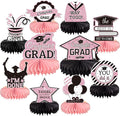 10PCS Graduation Decorations Class of 2025 Centerpieces, Congrats Grad Honeycomb Table Toppers for Graduation Party Favors, 2026 Graduation Party Decorations (10PCS, Glitter Pink & Blue)