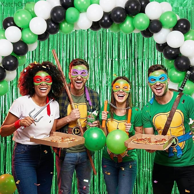 KatchOn, Green Streamers - 3.2x8 Ft, Pack of 2 | Green Backdrop for Dinosaur Birthday Decoration | Door Streamers for Jungle, Safari Party, Cinco De Mayo Decorations | Graduation Decorations 2026