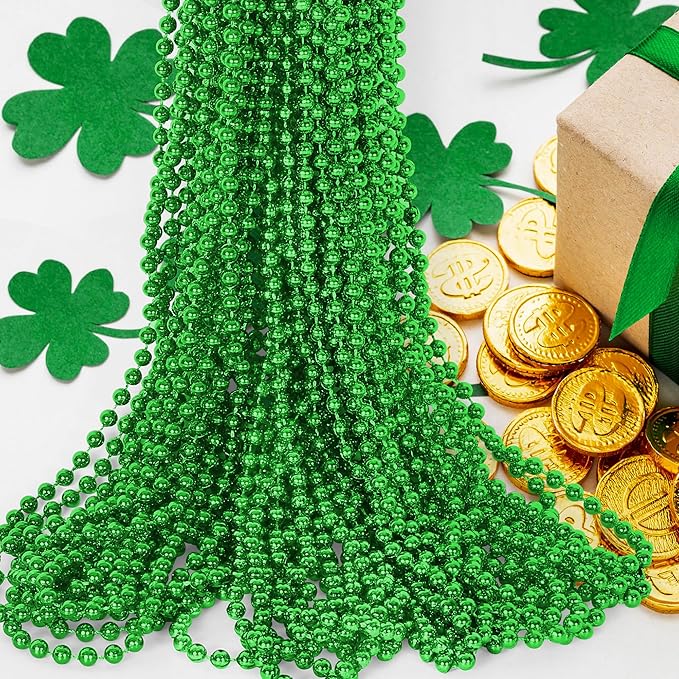 30 Pack Mardi Gras Beads Necklaces Bulk,Mardi Gras St Patricks Day Accessories Green Beads Necklace Party Favors,St Patricks Day Necklaces Party Supplies Mardi Gras Decor for Party,School Event,Home