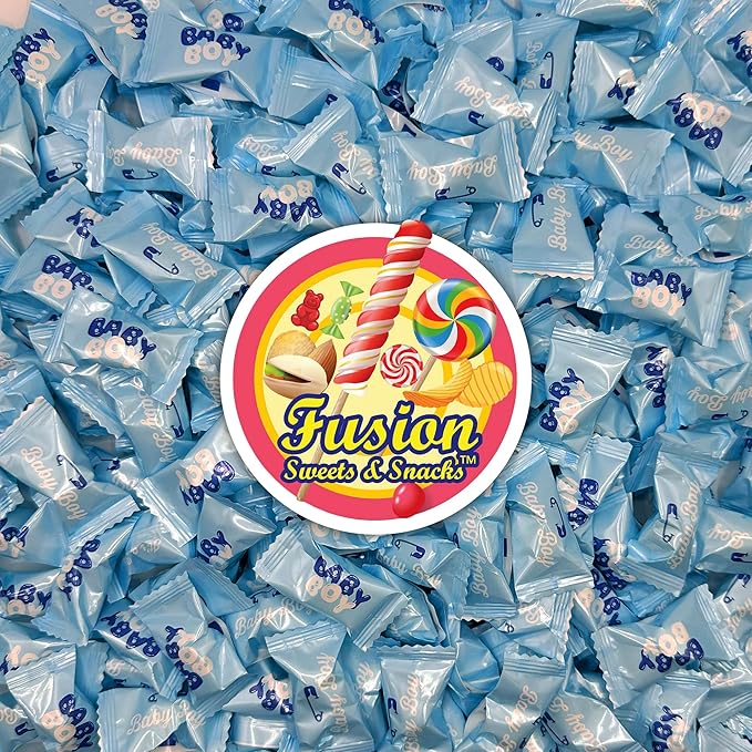 Baby Boy Buttermints - 100 Count - Baby Shower Blue Butter Mints Individually Wrapped - Baby Shower Candy - Perfect For Gender Reveal Parties, Hospital Goodie Bags, Welcome Baby Parties, And More