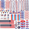 150 Pcs 4th of July Patriotic Accessories for Kids, Fourth of July Party Favor Supplies, Independence Day Memorial Day Decor Dressing-up Accessories, Classroom Prizes for Students