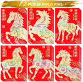 Red Envelopes Chinese New Year Of The Horse 2026, Lucky Money Envelopes For Lunar New Year, 红包, Li Xi Hongbao With 6 Gold Embossed Patterns Colorful 72Pcs Medium