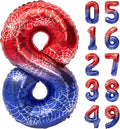 40 Inch Red and Blue Spider Theme Large Number 8 Balloon Giant Foil Birthday Balloons for Spider Theme Party Boy or Girl 8 th Birthday Wedding Anniversary Baby Shower Party Decorations