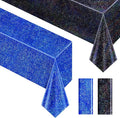 Blue & Black Holographic Tablecloth 40" x 108" Hot Pink Party Decoration Valentine's Day Birthday Party Table Decor Iridescence Plastic Table Cloth for Baby Shower Halloween Party Supplies
