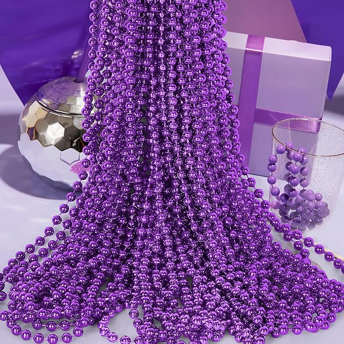 HOOSUN 30 Pack Mardi Gras Beads Necklaces Bulk, Mardi Gras Accessories for Party Favors,Purple Decoration St Patricks Day Necklace Party Supplies Mardi Gras Decor For Party, School Event,Home