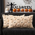 DFXSZ Halloween Pillow Covers 12x20 inch Set of 2 Beige Ghost Throw Pillow Cases Soft Plush Faux Fur Wool Couch Cushion Case for Chair Sofa Bedroom Living Room Home Decor PTK03D12