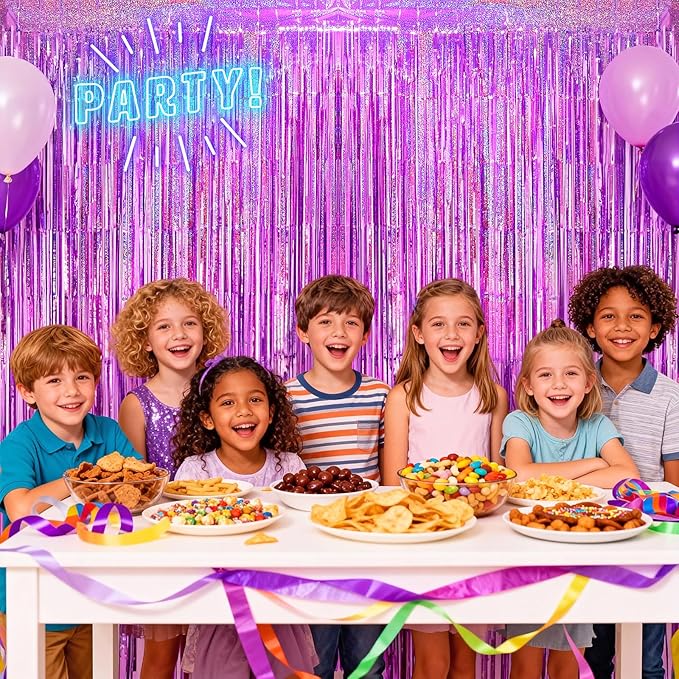 2 Pack Shiny Pink Foil Fringe Curtains | Party Streamers & Photo Booth Backdrop for Birthday, Wedding, Baby Shower, Bachelorette & Graduation