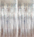 MYUPDALIN 2 Pack Silver Foil Fringe Tinsel Backdrop Party Decorations for New Years/Disco/Prom/Dance/Christmas/Bachelorette Party Decorations
