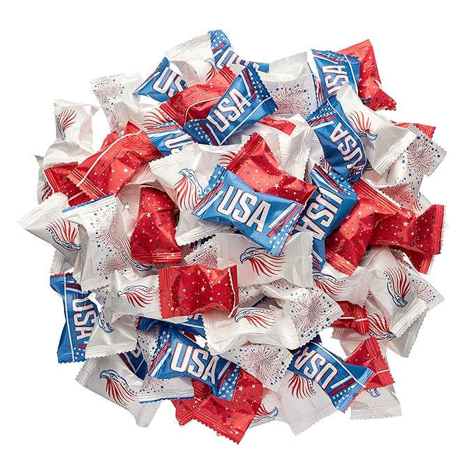Candy Envy - Patriotic USA Buttermints - 13 oz. Bag - Approximately 100 Individually Wrapped Mints - Fourth of July Memorial Day Party Candy Favors