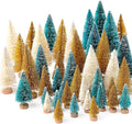 30Pcs Mini Christmas Trees, Artificial Christmas Tree Bottle Brush Trees Christmas with 5 Sizes, Sisal Snow Trees with Wooden Base for Christmas Decor Christmas Party Home Table Craft