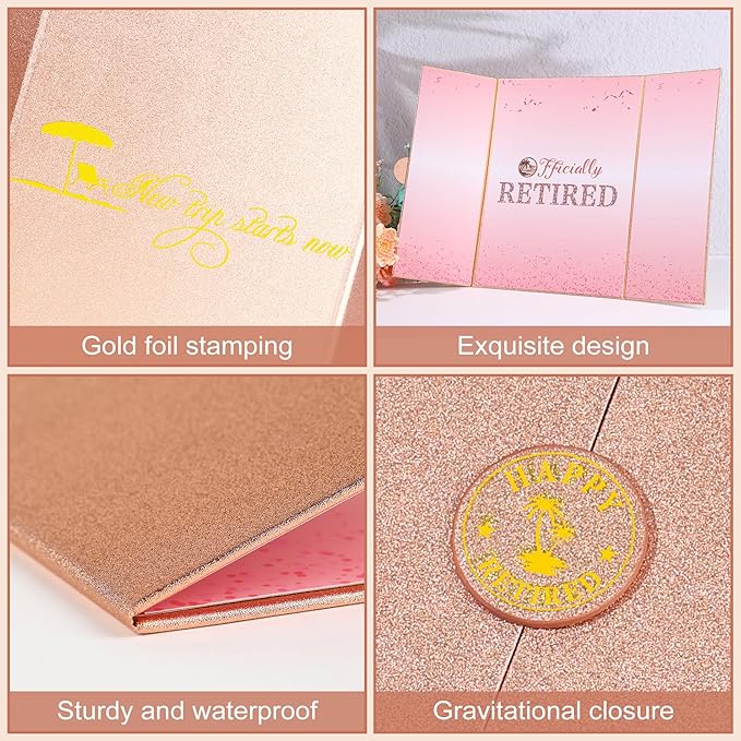 Rose Gold Retirement Party Decorations Large Retirement Card Signing Guest Book Creative Card for Men Women