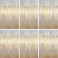3.3 x 6.6 ft Foil Fringe Backdrop Curtains, Tinsel Streamers Party Decorations, Fringe Backdrop for Birthday, Baby Shower, Gender Reveal, Graduation (6, Champagne)