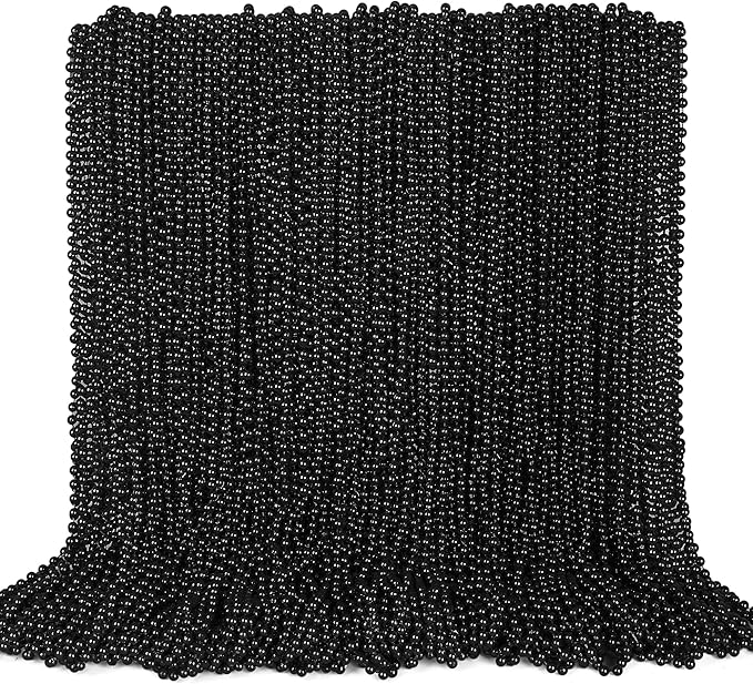 Bead Necklace, 120PCS New Years Eve Black Necklaces Stuff Accessories, 33" Mardi Gras Beads Necklace Costume Bulk, Festival Parade Throw for Halloween Wedding Party Events Supplies Decorations