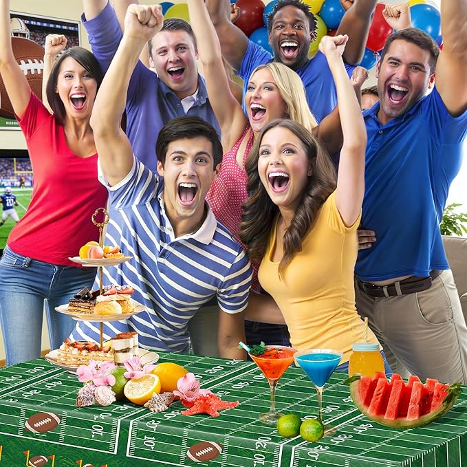 Super Game Bowl Party Decorations 2026 - Green Tablecloth for Football Party Decorations Favors Supplies | Game Day Table Cloth Backdrop Banner Indoor Outdoor -Football Birthday Table Cover for Home