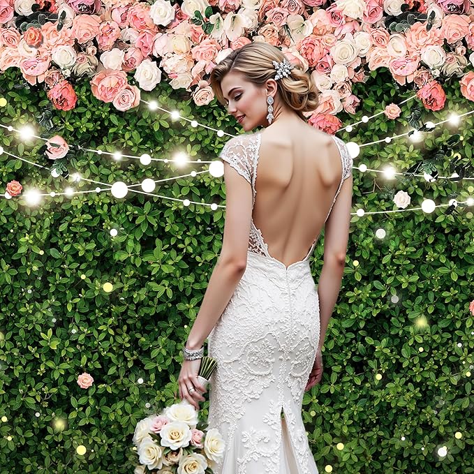 Riyidecor Flower Wall Backdrop 7Wx5H Feet Polyester Fabric Pink Rose Floral Blossom Green Leaves Plant Spring Nature Birthday Women Girls Photography Background Wedding Photo Studio Shoot