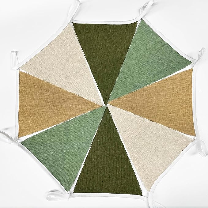 46Ft Camping Party Decorations Sage Green Brown Burlap Banner Triangle Pennant Flag Linen Bunting Garland Streamers for Jungle Safari Birthday Wedding Woodland Baby Shower Summer Party Decorations
