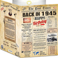 81st Birthday Cards for Men & Women - Back In 1945 Newspaper (Bday Card + Envelope) Large HAPPY BIRTHDAY Decorations for Her Him Vintage Funny card for Wife Husband & Grandparents 81 years