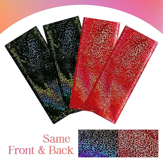 Sparkling Holographic Laser Tablecloth - Shimmering, Waterproof, Easy to Clean - Ideal for Halloween, Bachelorette, Birthday, Wedding, and Anniversary Party Decorations (Red & Black, 2)