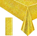 1 pcs Gold Holographic Party Tablecloths 40" x 108" Laser Shiny Table Cloths Plastic Glitter Foil Table Cover for Christmas Wedding Graduation Baby Shower 1920s Birthday Party Anniversary Supplies