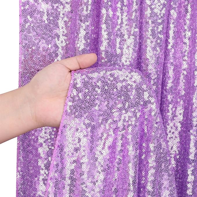 B-COOL Lavender Sequin Backdrop Curtain 6 Panels 2ftx8ft Light Purple Sparkly Curtain Drapes for Birthday Party Wedding Mermaid Background Decorations