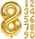 40 Inch Large Gold Number Balloons 8 Aluminum Foil Mylar Big Number Balloons 0-9 Suitable for Gold Birthday Parties, Weddings and Anniversary Photography