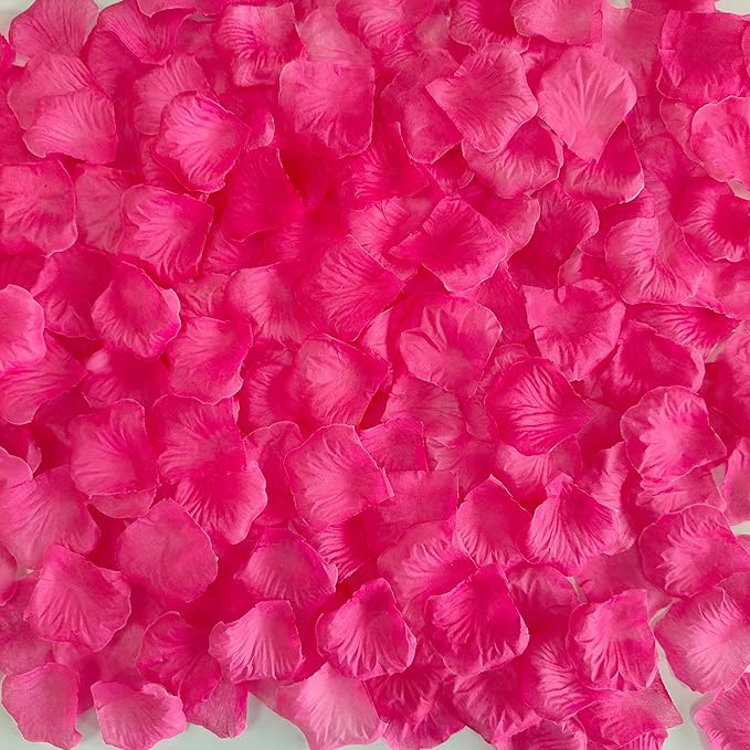 Pre-Separated 1500 Pcs Artificial Pink Rose Petals for Romantic Night,Faux Hot Pink Flower Petals for Flower Girl,Weddings,Valentine Day,Party,Romantic Decoration(Ready-to-use)