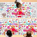 Valentines Coloring Tablecloth/Poster, 3 PCS Valentines Day Gifts for Kids Classroom, Valentines Day Decorations, 72"x30" Giant Paper Coloring Banner Tablecloth Crafts Activities for Party Decorations