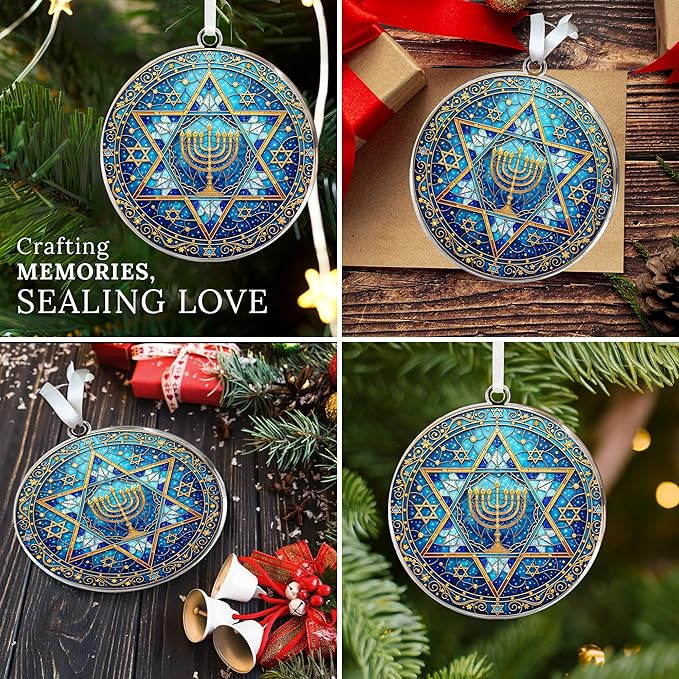 HEXMOZ Hanukkah Gifts - Hanukkah Ornaments for Tree, Jewish Ornaments, Chanukkah Christmas Ornament - Jewish for Women, Men, Adults - Acrylic 2025 Ornament Decoration for Home